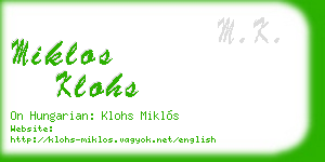 miklos klohs business card